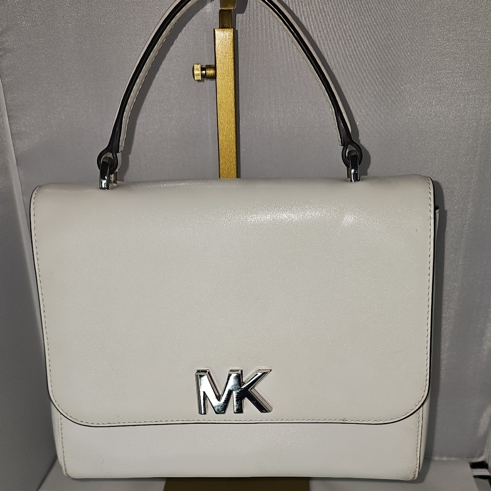 Michael Kors Mott White Leather Top Handle Satchel